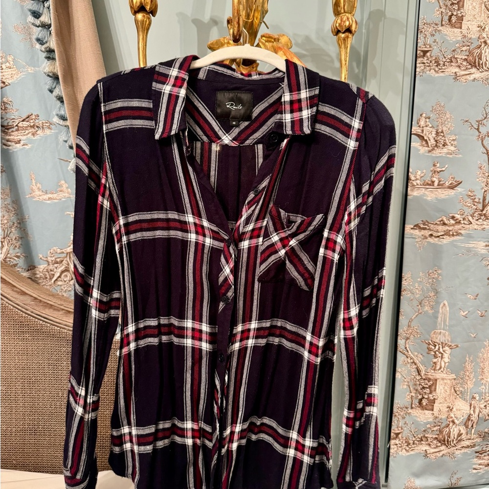 Rails Plaid Button-Up Shirt - Black and Red